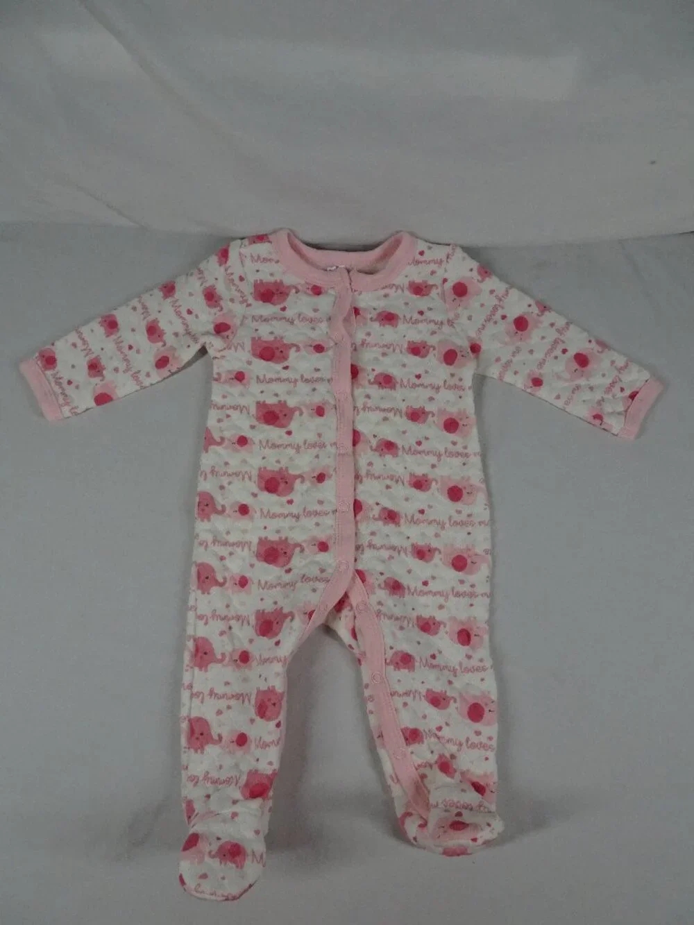 Little Beginnings Baby Girl One Piece Footie Elephants Mommy Loves Me Size 3-6 M